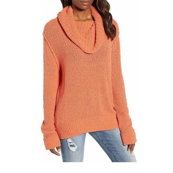 Caslon Women Long Sleeves Cowl-Neck Pullover | Size - Small | Orange Ginger - Picture 1 of 2